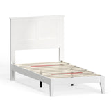 ComfIQ Serene Farmhouse Style Wood Bed in Twin Size with Chevron Scoring Headboard, Coastal Modern Design, Sturdy, Easy Assembly, Ample Underbed Storage, White Finish ComfIQ