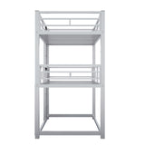 Merax Twin Over Twin Over Twin Metal Bunk Bed, Triple Bunk Bed for Teens, Adults, Girls, Boys, No Box Spring Needed, Silver Merax