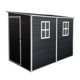 KEIKI 4x8 FT Outdoor Storage Shed Resin Cabinet with Lockable Doors,Two-Window for Bikes and Patio Lawn Furniture KEIKI
