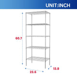 5 Tier Layer Rack Metal Shelf Commercial Storage Shelves for Storage Heavy Duty Metal Storage Shelves Durable and Versatile Storage Solution for Restaurant Garage Pantry Bathroom Office Kitchen PayLessHere