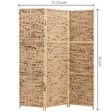 MyGift Handwoven Seagrass 3 Panel Room Divider Screen with Wood Frame, 6FT Folding Partition Room Divider, Brown 57.25''W x 70''H MyGift