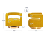 BELLEZE Swivel Barrel Accent Chair Set of 2, Modern Upholstered Arm Comfy Velvet Curved Back Round Chair with Gold Base Wood Frame, 360 Degree for Living Room Bedroom Office,Yellow BELLEZE