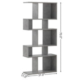 Giantex 5-Tier Modern Geometric Bookshelf – 70" Tall Freestanding S-Shaped Bookcase in Gray Giantex