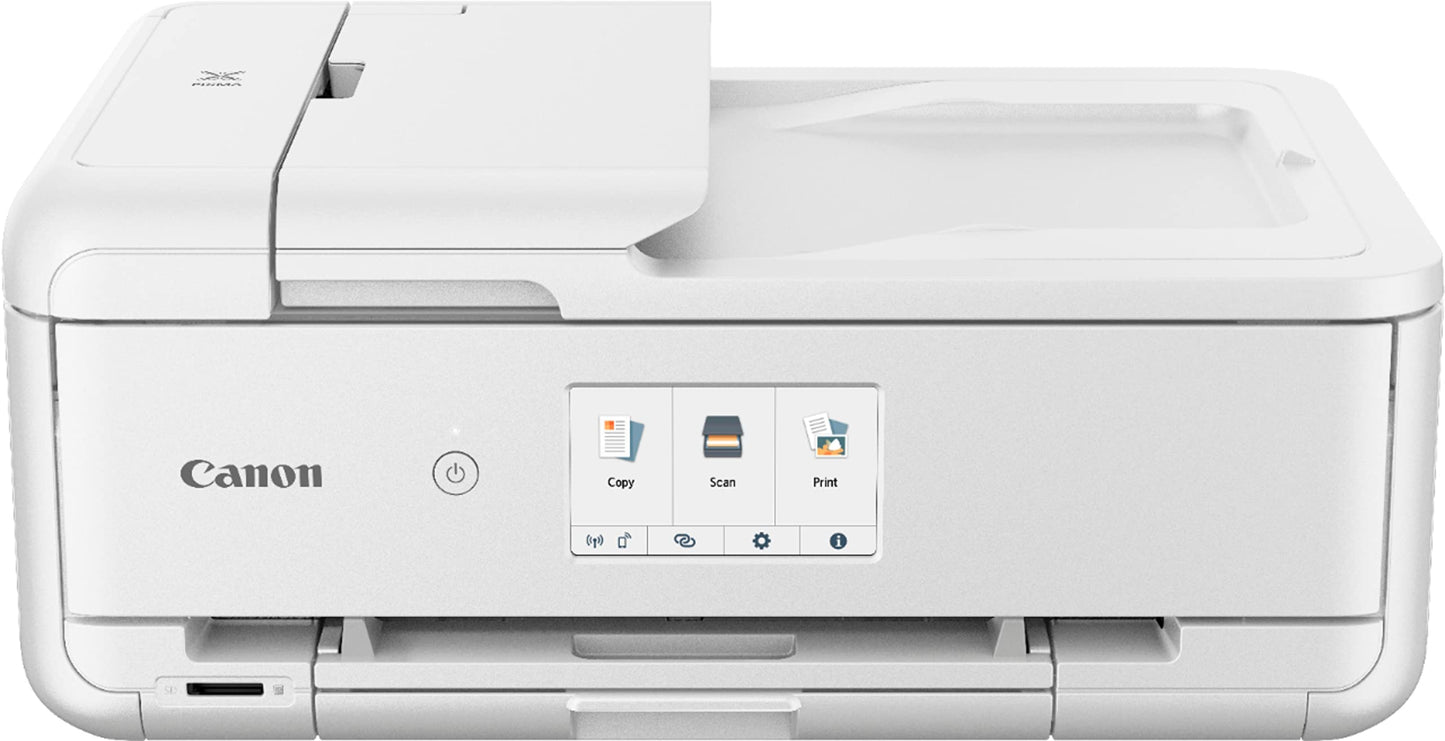 Canon PIXMA TS9521C All-in-One Wireless Crafting Photo Inkjet Printer, White - Print Scan Copy - 4.3" Touchscreen, 15 ipm, 4800 x 1200 dpi, Auto 2-Sided Printing, Bluetooth, SD Card Slot