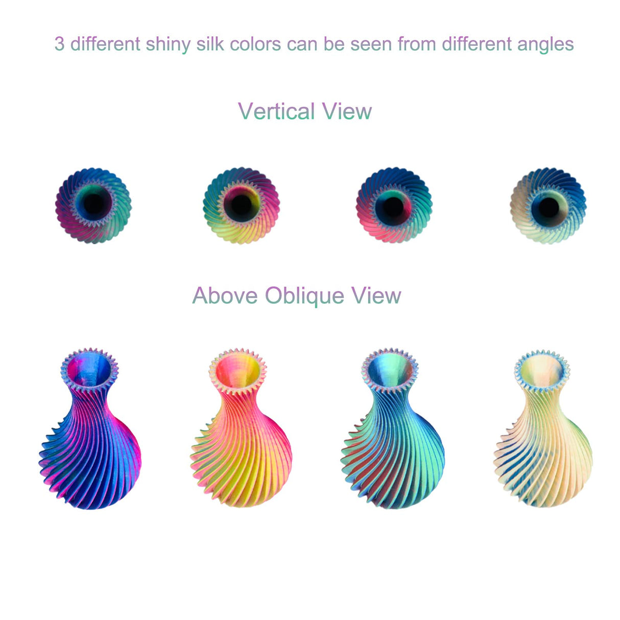 Mindahand 3D Printer Filament Pla Filament 1.75mm Bundle Tri Color Filament Silk PLA 3 in 1 Triple Color Pla Cardboard Spool Rainbow Filament 4X 250G Multicolor 3D Printing Filament MINDAHAND