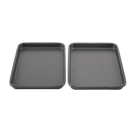 GoodCook Everyday Set of 2 Nonstick Steel 9" x 6.2" Toaster Oven Mini Baking Sheets, Gray GoodCook