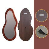 osemy 48"x 24" LED Wood Full Length Mirror with Lights Irregular Wavy Full Body Mirror Shatter-Proof Hanging/Leaning Wall Mounted Walnut Wooden Framed Mirror for Dressing Bedroom Living Room osemy