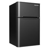 EUHOMY Mini Fridge with Freezer, 3.2 Cu.Ft Mini Refrigerator, Dorm Fridge with 2 Door For Bedroom/Apartment/Office-Food Storage Cooling Drink, Black EUHOMY