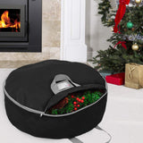 Primode Christmas Wreath Storage Bag 30" - 2 Pack Artificial Wreath Container - Garland Holiday Xmas Wreaths Holder - Sturdy Handles - Card Slot Zipper Strong 420D Oxford (30 Inch, Black) Primode