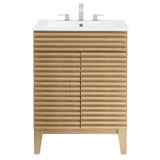 Modway Render Vanity Floor, 24 Inch, Oak/White Sink Modway