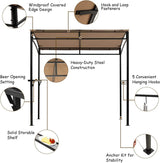 Moccha 7x4.4ft Grill Gazebo, Outdoor BBQ Gazebo with Storage Shelf, Hanging Hooks, Beer Opening Setting, Heavy-Duty Metal Frame, Grill Canopy Tent Sunshade Awning for Backyard, Patio, Garden, Brown LDAILY