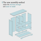 OSCHF Wooden Cube Shelf Bookcase - Modern 3 Tiers Floorstanding Open Bookshelf with Base for Home and Office, 9 Cubes Storage Cabinet, Warm White OSCHF