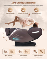 RELX 2026 Massage Chair Full Body, 20 Modes Zero Gravity SL-Track Shiatsu Massage Chair Built-in Heat System, Airbag Massage with Body Scan, Deep Yoga Stretch, Calfrest Extension and AI Control(Brown) RELX