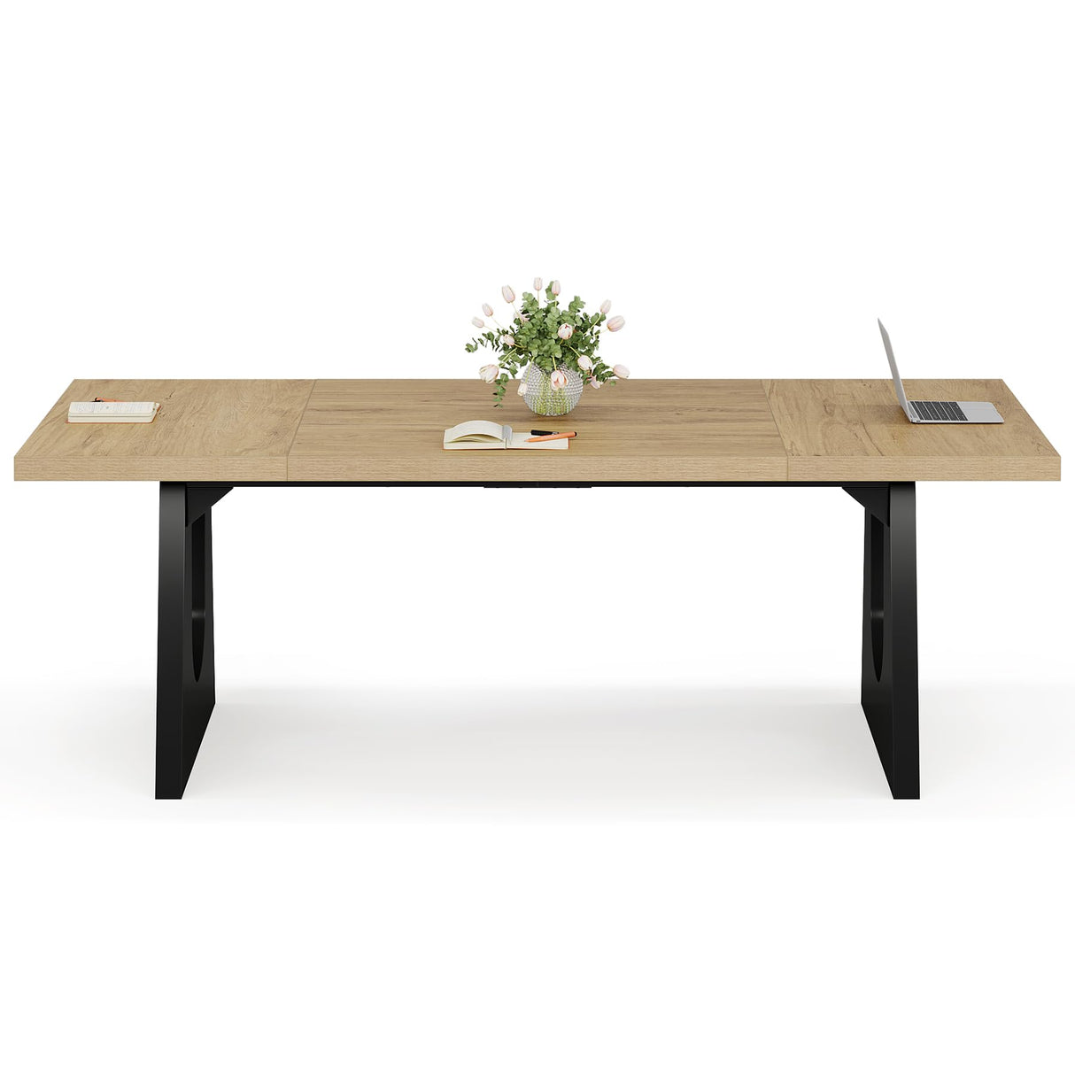 Tribesigns Large Conference Table, 70.9 Inches Rectangular Office Desk, Rustic Wood Conference Meeting Room Table for 6-8 People, Business Seminar Tables, Breakroom, Reception Office Furniture, Oak Tribesigns