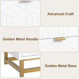 Dresser for Bedroom, 53.5" Wide Dresser Organizer, 7 Drawer with Golden Metal Handle and Legs, Modern Chest of Drawers for Closet, Hallway, Living Room, Entryway, White GAOMON