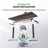 DeskShow Electric Standing Desk Adjustable - 63 x 24 Inch Sit Stand up Desk with Cable Management - 3 Memory Preset Adjustable Height Table DeskShow
