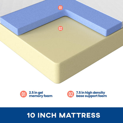 FDW 10 inch King Mattress Size/Gel Memory Foam Mattress/Medium Firm Mattresses for Cool Sleep Relieving Pressure Relief CertiPUR-US Certified Mattress in a Box