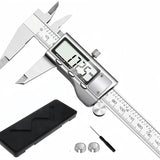 Caliper Measuring Tool, Qfun Vernier Digital Caliper Stainless Steel 6 Inch/150mm, Digital Micrometer Waterproof, Easy Switch from Inch to Millimeter, Large LCD Screen RVOGJP