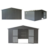 Domi Outdoor Storage Shed 11’ x 9’, Metal Sheds with Galvanized Steel Frame & Windows & Lockable Door, Garden Shed Tool Storage Room for Patio(Dark Gray) domi outdoor living