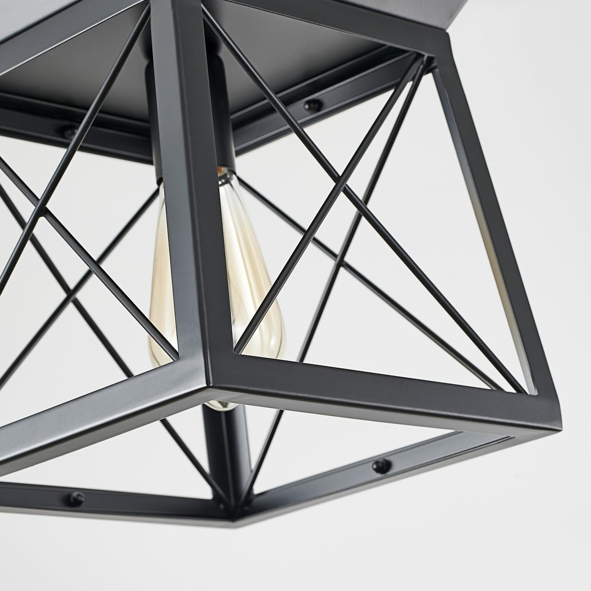 HuixuTe Black Farmhouse Pendant Lights, Industrial Kitchen Island Lighting, Rectangle Linear Cage Chandeliers for Kitchen, Dining Room Table HuixuTe