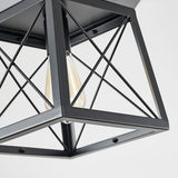 HuixuTe Black Farmhouse Pendant Lights, Industrial Kitchen Island Lighting, Rectangle Linear Cage Chandeliers for Kitchen, Dining Room Table HuixuTe