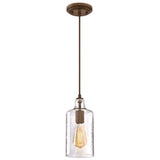 Westinghouse 6371300, Barnwood Finish with Clear Textured Glass Carmen One-Light Indoor Mini Pendant, Size Westinghouse