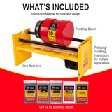 MJR Tumblers Commercial Duty 10lb Rock Tumbler w Free Grit Kit. Capable of Running 4 Different Barrel Sizes and Combinations. Extreme Quality and Durability. A USA Disabled and Veteran Owned Company. MJR Tumblers