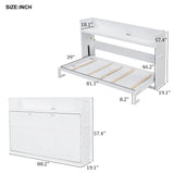 Twin XL Size Murphy Bed Cabinet Bed with Desk and USB Charging Station, Foldable Platform Bed Frame with Storage, White Merax