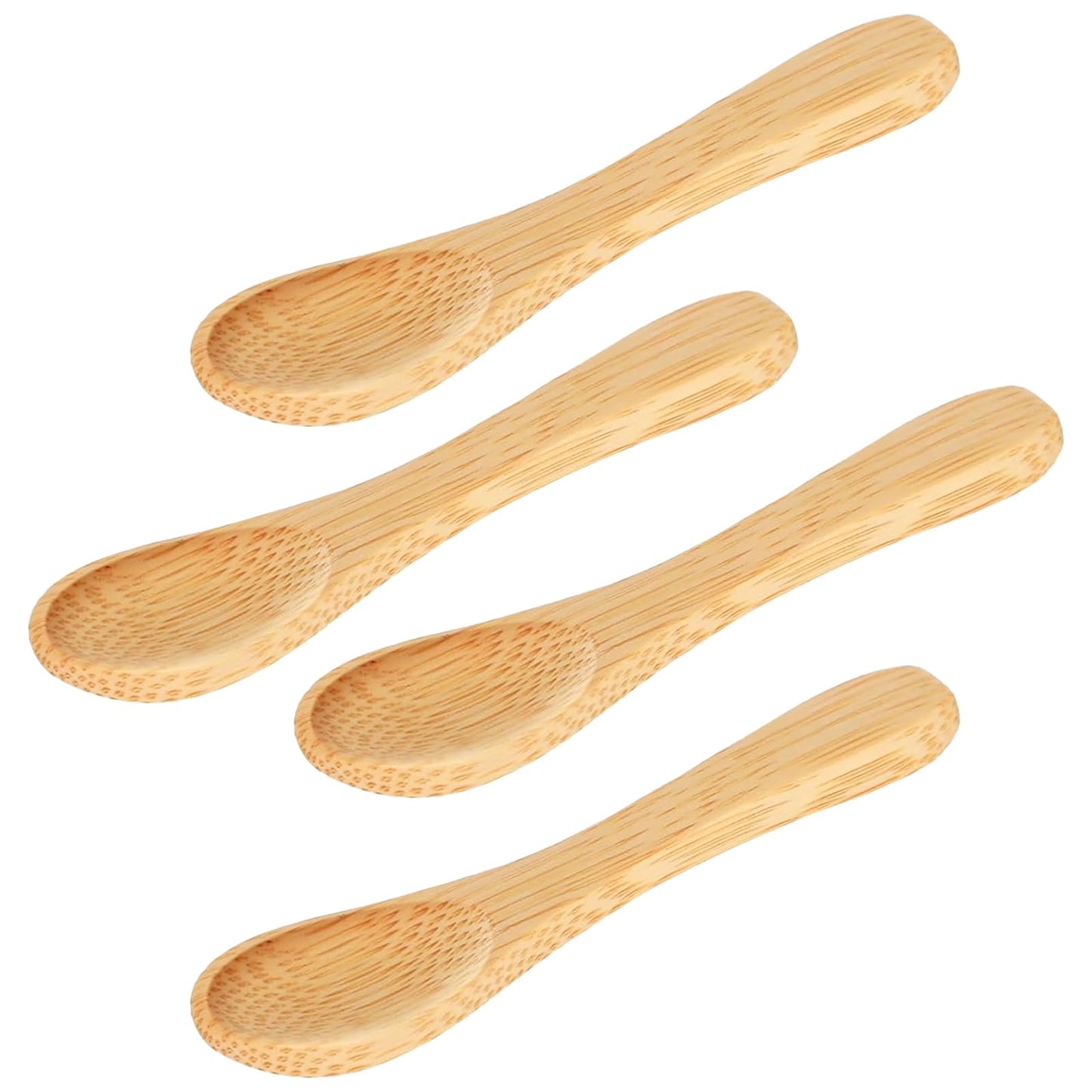 4 Pcs Small Wooden Spoons，3.5 Inch Mini Handmade Bulk Nature Tiny Spoons Little Wooden Teaspoons for Jars Sugar Creamer Honey Spices Salt Kitchen Supplies