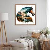 MOMDEDP Horse Diamond Art Painting Kits for Adults, Round Full Drill Mountain Road Diamond Art Kits, 5D DIY Paint with Diamonds Crafts Animal for Home Wall Decoration Gifts 12×12Inch Horse Head MOMDEDP