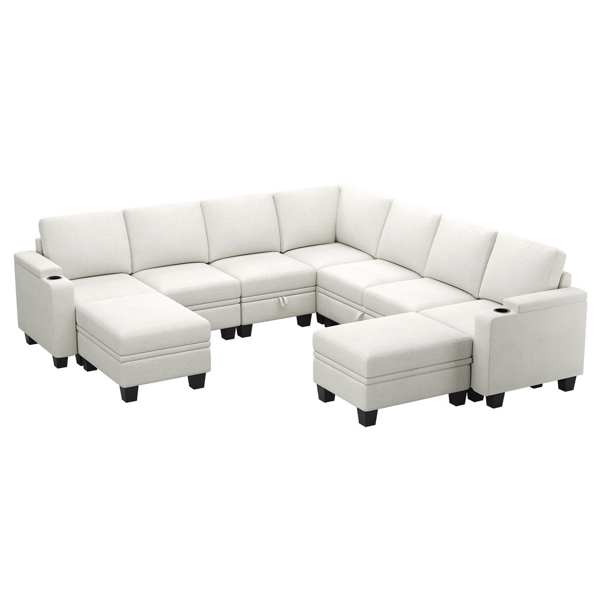 Belffin Modular Sectional Sofa Couch with Storage U Shape Convertible Corner Couches for Living Room White Couch Belffin