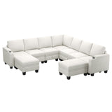 Belffin Modular Sectional Sofa Couch with Storage U Shape Convertible Corner Couches for Living Room White Couch Belffin