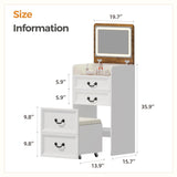 ChicFurnit Makeup Vanity,3-in-1 Vanity Desk with Flip-Top Mirror,Hidden Stool & Visible Glass Desktop,Convertible Vanity Set with USB Charging Station,Open Shelf & 3-Color Lighting,White&Brown ChicFurnit