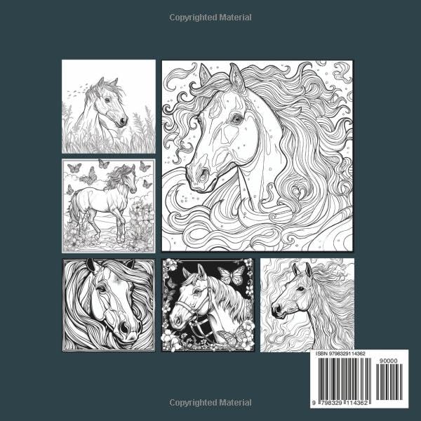 Horses & Nature Coloring Book: Mindfulness, Relaxation & Stress Relief for Teens and Adults: 50 beautiful horse illustrations Lindesa