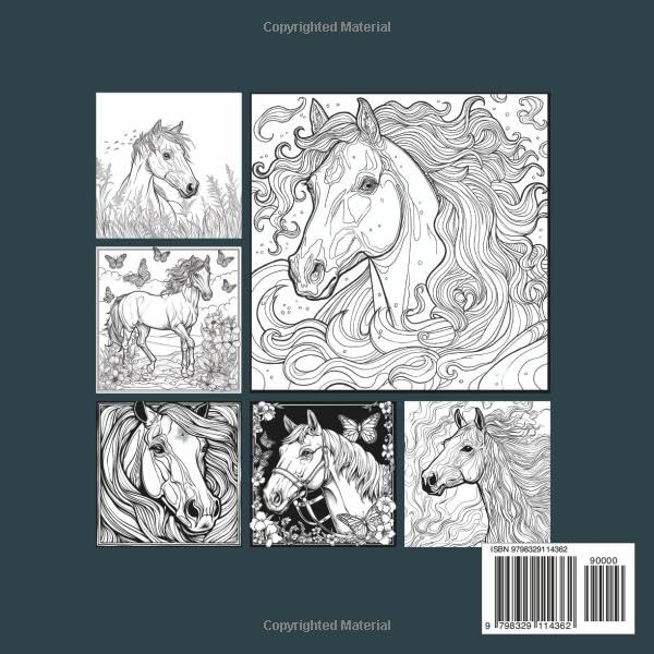 Horses & Nature Coloring Book: Mindfulness, Relaxation & Stress Relief for Teens and Adults: 50 beautiful horse illustrations