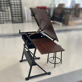 WEUMNV Drafting Table Art Desk Drawing Table Height Adjustable Artist Table Tilted Tabletop w/Drafting Stool and Storage Drawer for Reading, Writing (One stools) WEUMNV