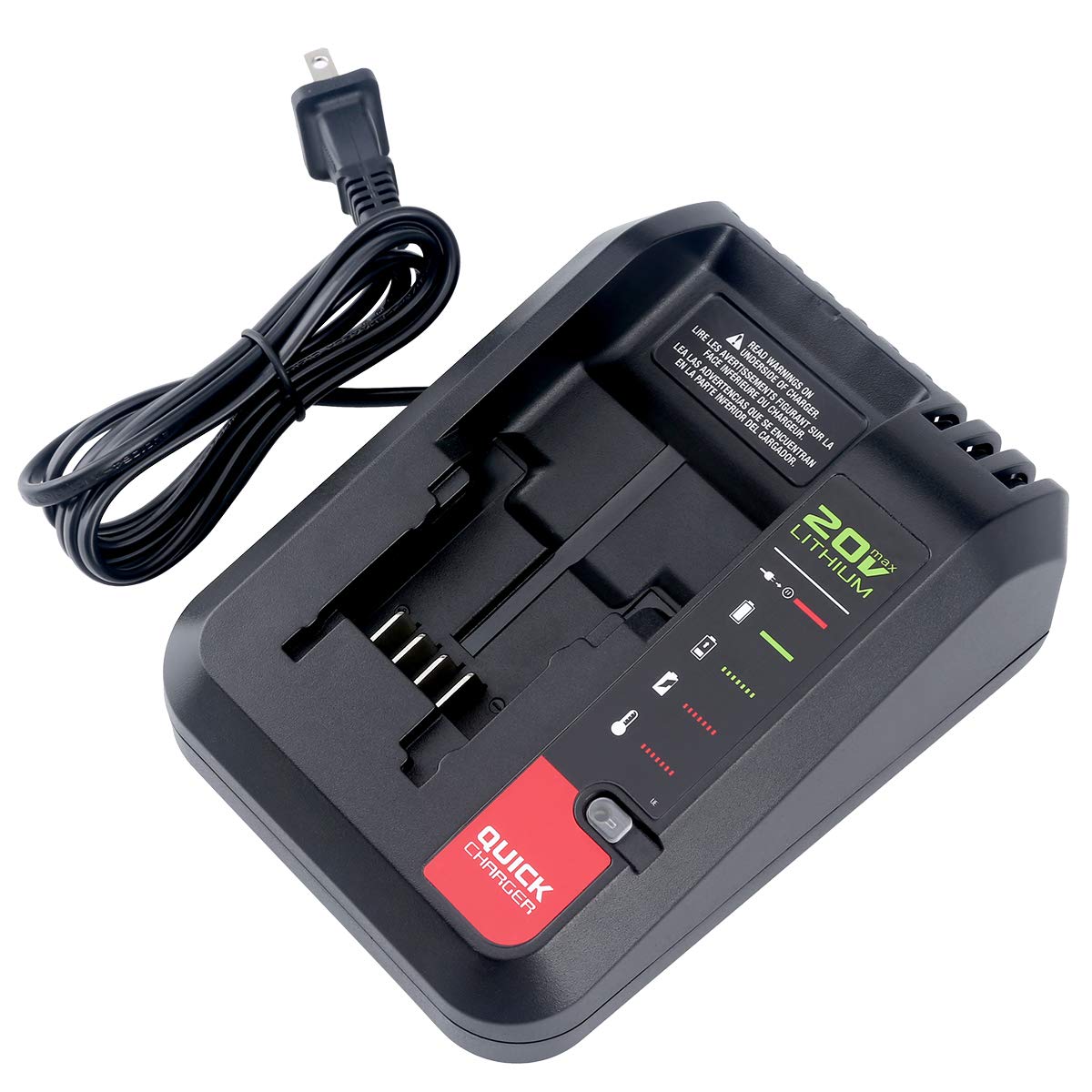 Lasica 20V Max Charger Compatible with Black & Decker 20V Battery and Compatible with Porter-Cable 20V Battery LBXR20 LBXR2020 PCC681L PCC685L PCC692L BDCAC202B 20-Volt Power Tool Battery Charger Lasica