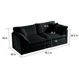 Neylory 76.7" Sofa Couch for Living Room, Modern Comfy Sofa with Extra Depth Seat and 2 Throw Pillow & 2 Armrest Pillow, Love Seat Chenille Couches for Living Room Small Space, Black Neylory