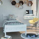 Giantex Modern White Twin Bed Frame with Headboard, Footboard, and Solid Wood Slat Support Giantex