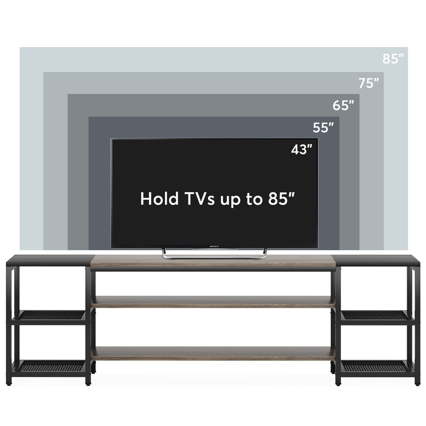 Tribesigns 78 Inch TV Stand for TVs up to 85 Inch, Media Entertainment Center Console Table, Industrial 3-Tier TV Console Table with Storage Shelves for Living Room, Entertainment Room - WoodArtSupply