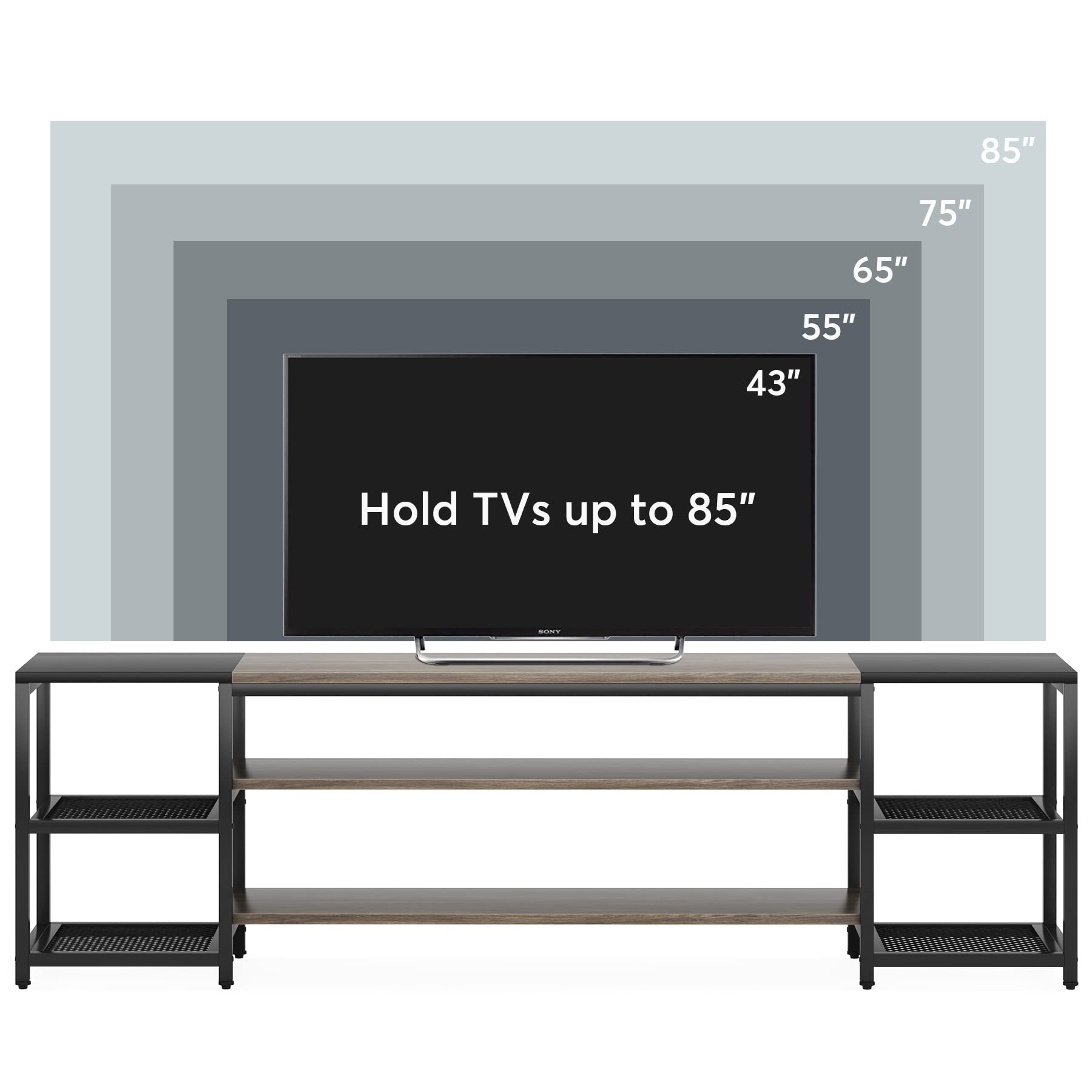 Tribesigns 78 Inch TV Stand for TVs up to 85 Inch, Media Entertainment Center Console Table, Industrial 3-Tier TV Console Table with Storage Shelves for Living Room, Entertainment Room - WoodArtSupply