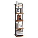 MAHANCRIS Bookshelf, 5-Tier Bookcase, Vertical Tall Narrow Book Shelf for Small Space, Open Storage Display Shelf with Stable Base & Anti-Tip Kits, for Living Room, Study, Rustic Brown BKHR11501 MAHANCRIS