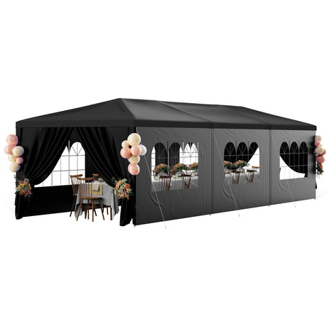 10x30FT Black Party Tent Outdoor Canopy Tent Heavy Duty Wedding Tent Waterproof Patio Gazebo Event Tents for Parties with 8 Removable Sidewalls Perfect for Holiday Birthday Graduation BBQ susici