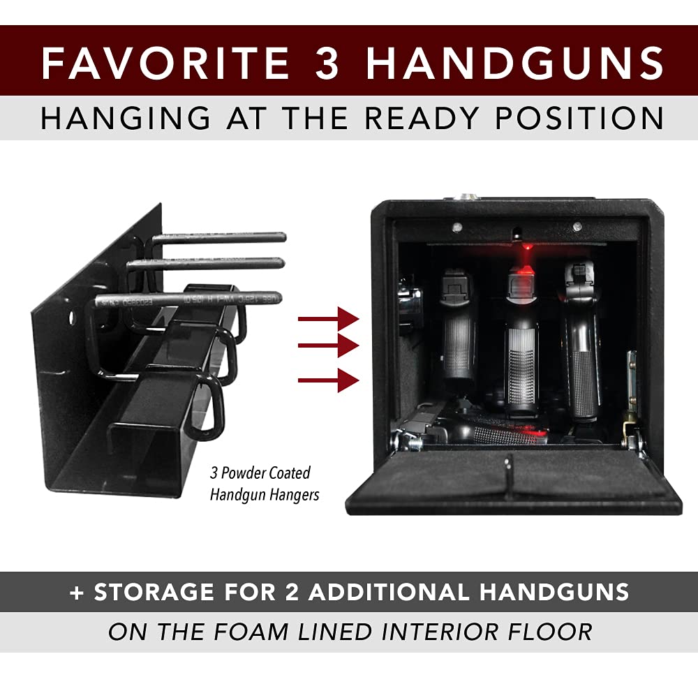 Stealth Biometric Handgun Hanger Safe Quick Access Pistol Security Box CA DOJ Approved