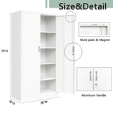 BESFUR Metal Storage Cabinet, 72" - White Garage Metal Cabinet, Adjustable Shelves and Locking Doors for Office, School, Garage BESFUR