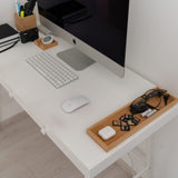 ROCDEER Bamboo Vanity Tray, 6-Piece Bathroom Countertop Vanity Tray Set, Makeup Kitchen Desk Organizer and Storage - Holds Small Items ROCDEER