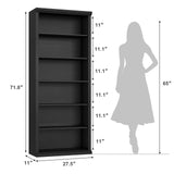 Rresyet Bookcase and Bookshelves, 28" W Tall Bookshelf with Elegant Design, 6 Tiers Spacious Book Storage, Freestanding Book Organizer, Display Library Shelf for Home Office, Living Room & Study Room Rresyet