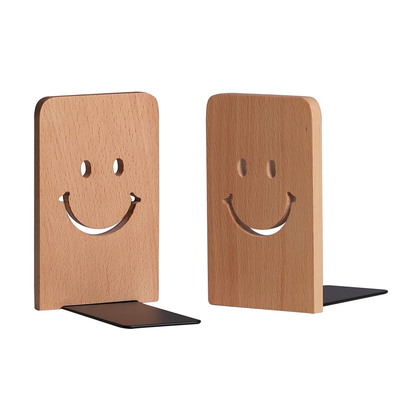 Muso Wood Bookends for Shelves, Non Skid Book Ends for Office Home Kitchen, Bookends for Holiding Books (Beech)