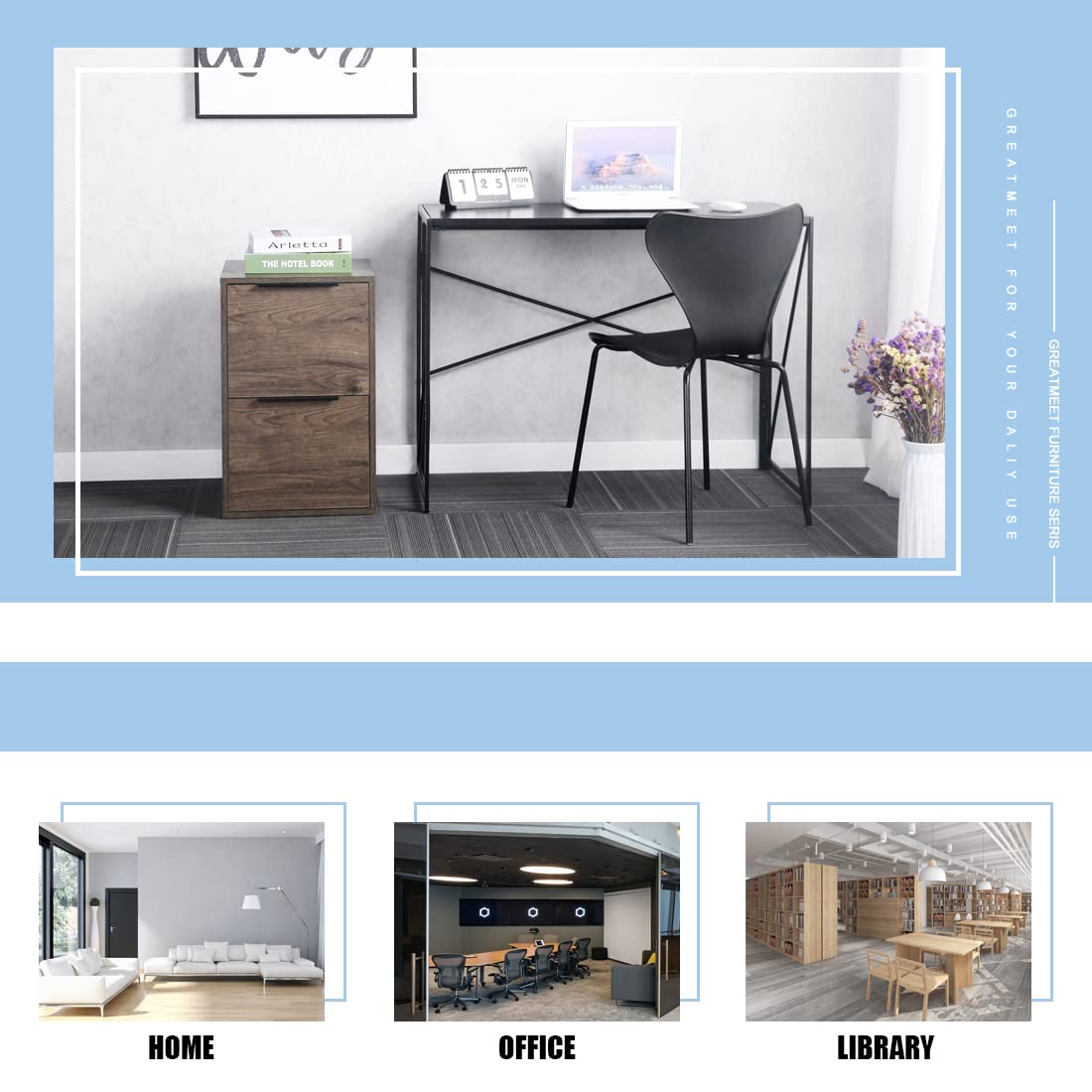 LUCYPAL 2 Drawer Wood File Cabinet,Wooden Storage Filing Cabinet with Hanging Bars for Letter Size and Home Office,Under Desk File Cabinet Assembly Required (Grey) LUCYPAL