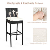 Tangkula 7-Piece Black Outdoor Wicker Dining Set with Acacia Wood Table and Removable Cushions Tangkula